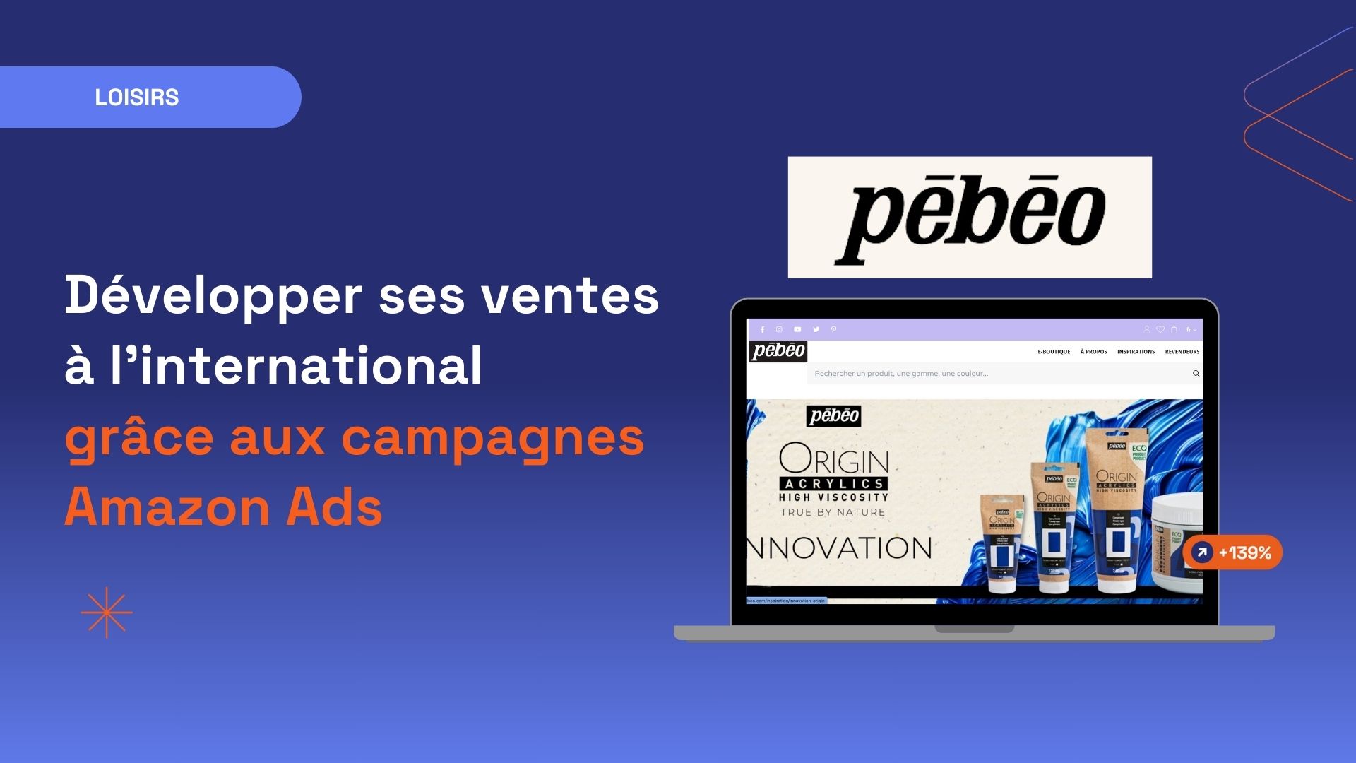 Image illustrant le succès e-commerce de Pro Pébéo, avec un ordinateur affichant leur site.